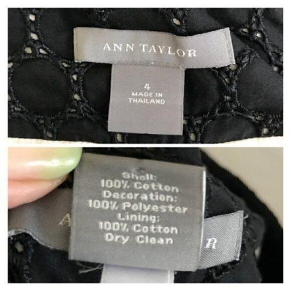 Ann Taylor black eyelet coton skirt, size 4 - Picture 4 of 6